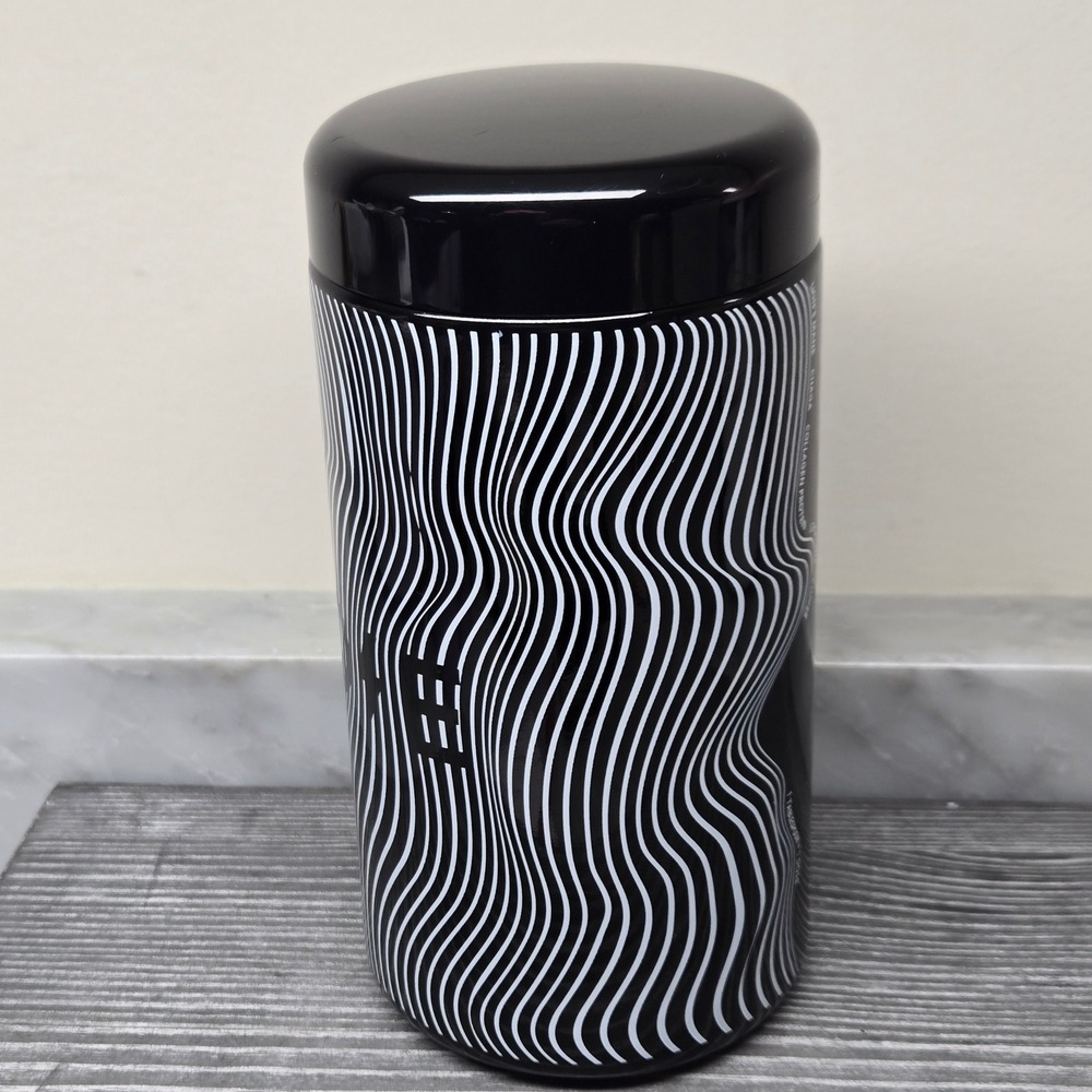 Everyday Dose Mushroom Coffee UV Glass Jar Black White Wavy Storage Canister - Picture 4 of 11